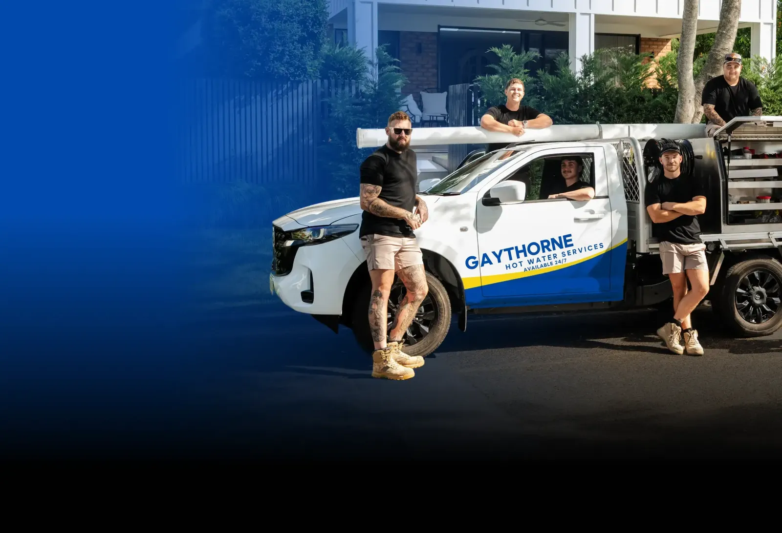 Gaythorne Hot Water Services team with the ute